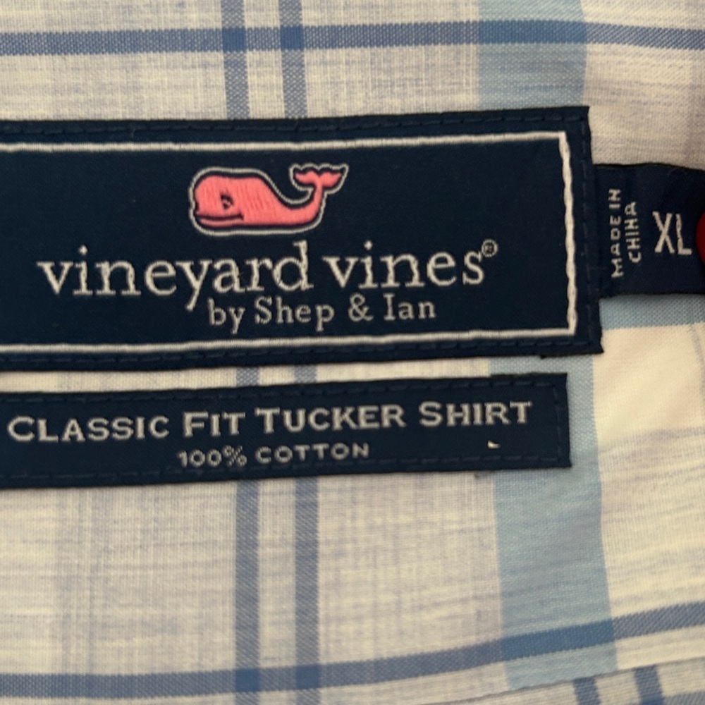 Vineyard Vines Light Blue Plaid Button Down Classic Tucker fit Shirt sz xl - Picture 5 of 7